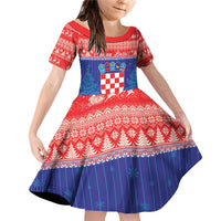 Croatia Christmas Family Matching Off Shoulder Short Dress and Hawaiian Shirt Coat Of Arms Sretan Bozic - Wonder Print Shop