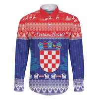 Croatia Christmas Family Matching Short Sleeve Bodycon Dress and Hawaiian Shirt Coat Of Arms Sretan Bozic - Wonder Print Shop