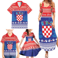 Croatia Christmas Family Matching Summer Maxi Dress and Hawaiian Shirt Coat Of Arms Sretan Bozic - Wonder Print Shop