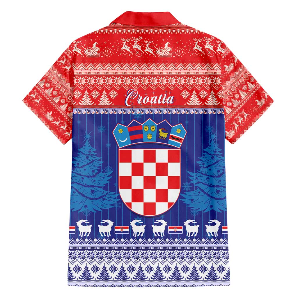 Croatia Christmas Family Matching Tank Maxi Dress and Hawaiian Shirt Coat Of Arms Sretan Bozic - Wonder Print Shop
