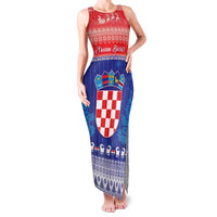 Croatia Christmas Family Matching Tank Maxi Dress and Hawaiian Shirt Coat Of Arms Sretan Bozic - Wonder Print Shop
