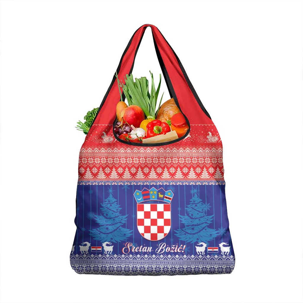 Croatia Christmas Grocery Bag Coat Of Arms Sretan Bozic