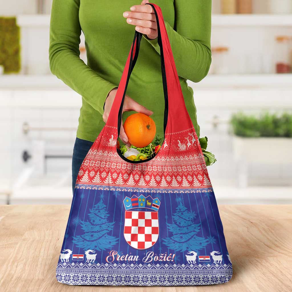 Croatia Christmas Grocery Bag Coat Of Arms Sretan Bozic