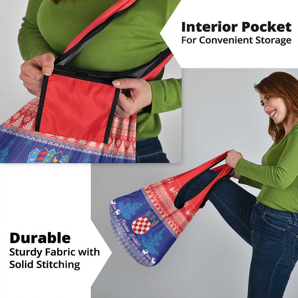 Croatia Christmas Grocery Bag Coat Of Arms Sretan Bozic