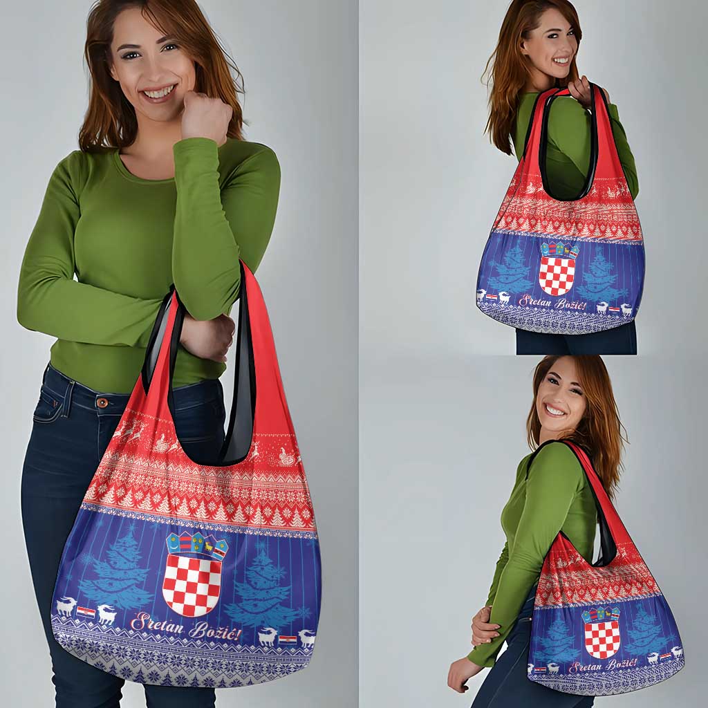 Croatia Christmas Grocery Bag Coat Of Arms Sretan Bozic