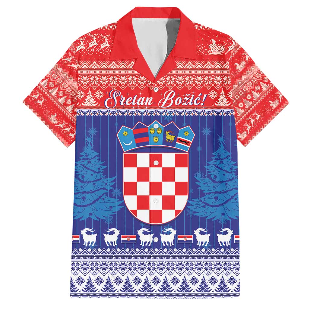Croatia Christmas Hawaiian Shirt Coat Of Arms Sretan Bozic - Wonder Print Shop