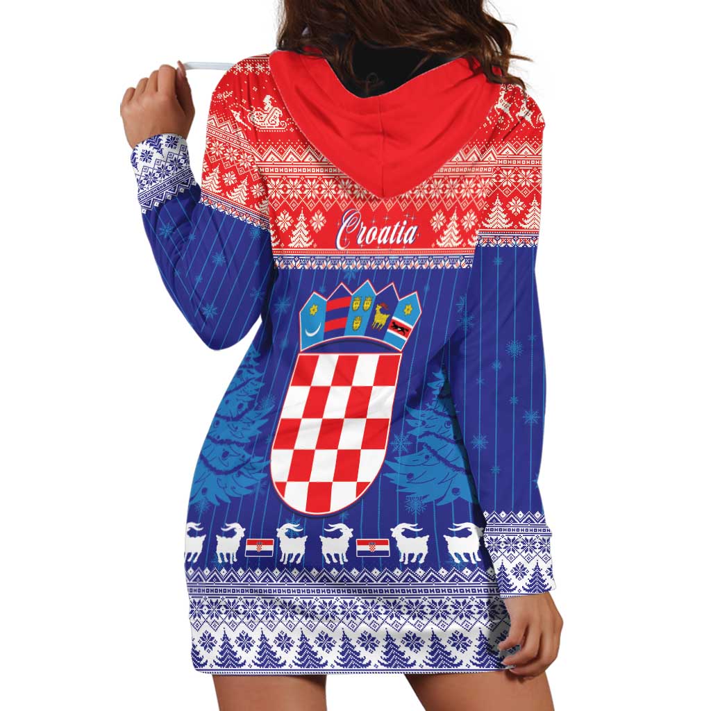 Croatia Christmas Hoodie Dress Coat Of Arms Sretan Bozic - Wonder Print Shop