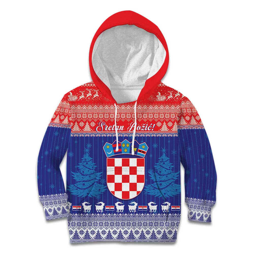 Croatia Christmas Kid Hoodie Coat Of Arms Sretan Bozic - Wonder Print Shop