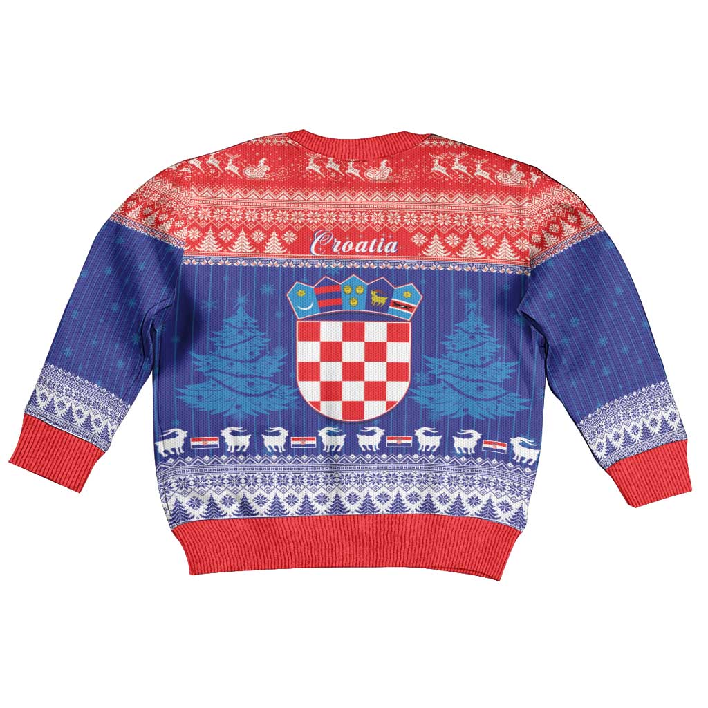 Croatia Christmas Kid Ugly Christmas Sweater Coat Of Arms Sretan Bozic - Wonder Print Shop