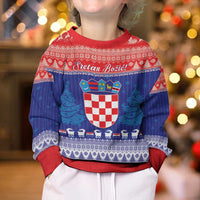 Croatia Christmas Kid Ugly Christmas Sweater Coat Of Arms Sretan Bozic - Wonder Print Shop