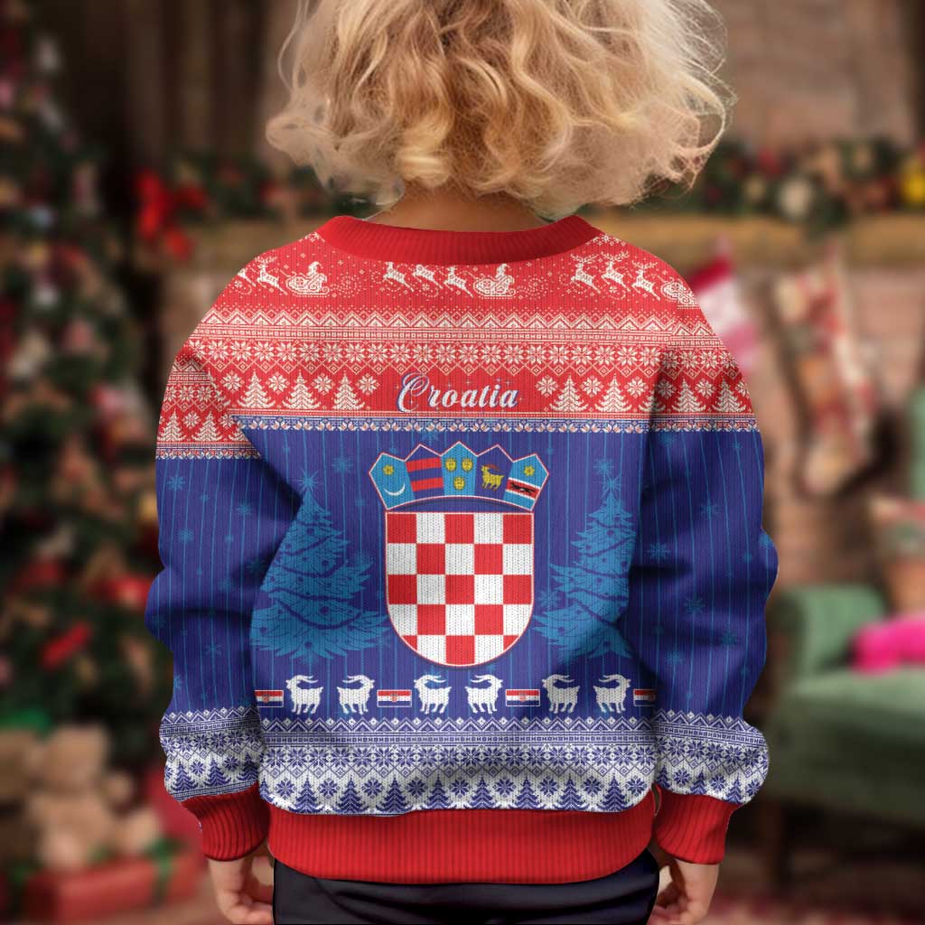 Croatia Christmas Kid Ugly Christmas Sweater Coat Of Arms Sretan Bozic - Wonder Print Shop