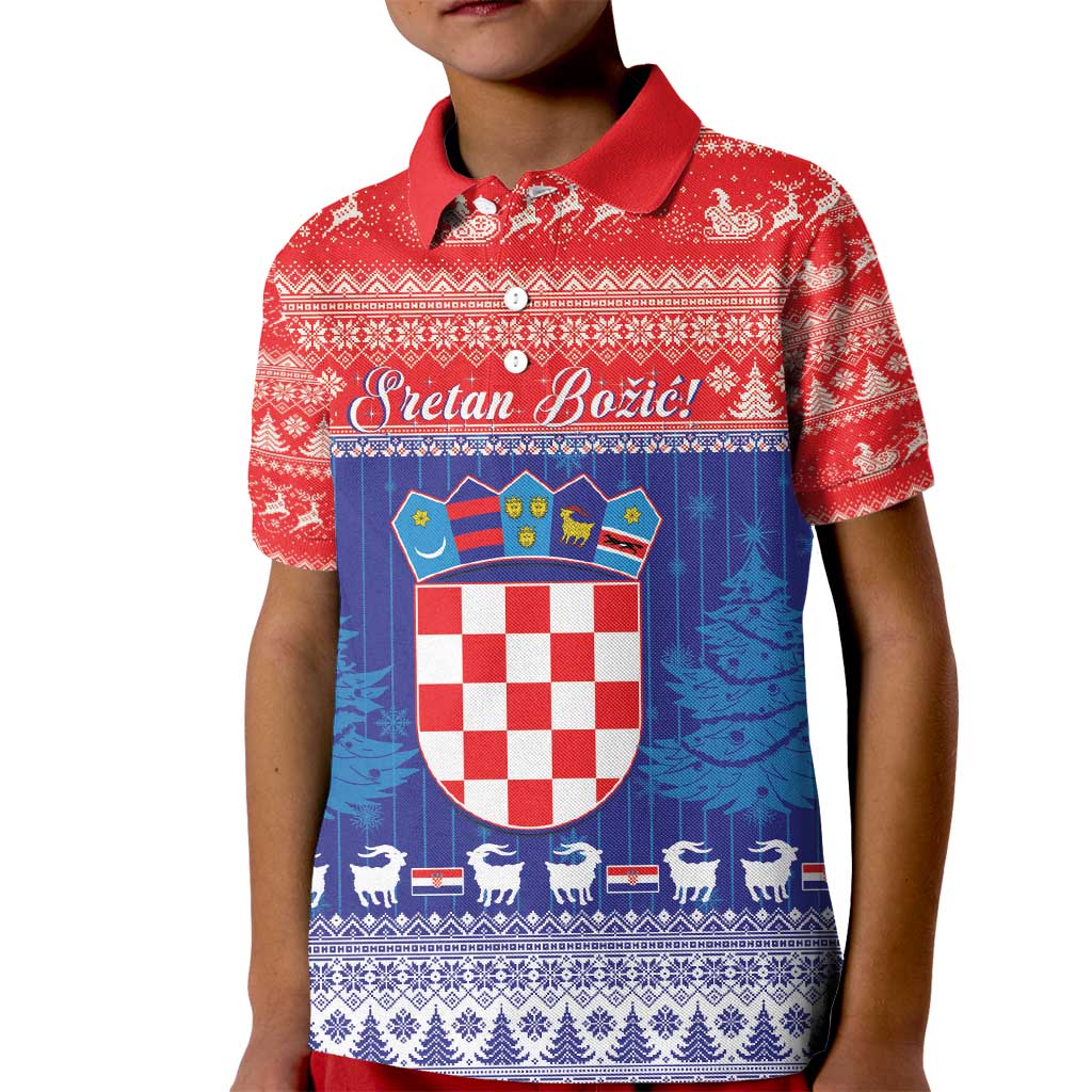 Croatia Christmas Kid Polo Shirt Coat Of Arms Sretan Bozic - Wonder Print Shop