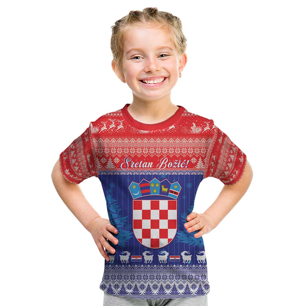 Croatia Christmas Kid T Shirt Coat Of Arms Sretan Bozic - Wonder Print Shop