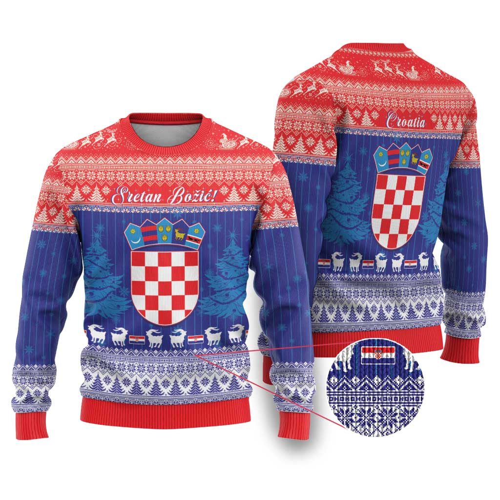 Croatia Christmas Ugly Christmas Sweater Coat Of Arms Sretan Bozic - Wonder Print Shop