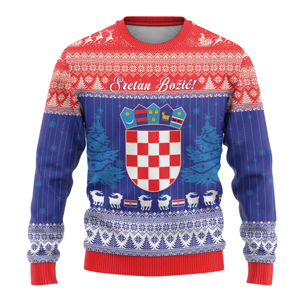 Croatia Christmas Ugly Christmas Sweater Coat Of Arms Sretan Bozic - Wonder Print Shop