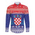 Croatia Christmas Long Sleeve Button Shirt Coat Of Arms Sretan Bozic - Wonder Print Shop