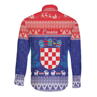 Croatia Christmas Long Sleeve Button Shirt Coat Of Arms Sretan Bozic - Wonder Print Shop