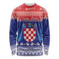 Croatia Christmas Long Sleeve Shirt Coat Of Arms Sretan Bozic - Wonder Print Shop