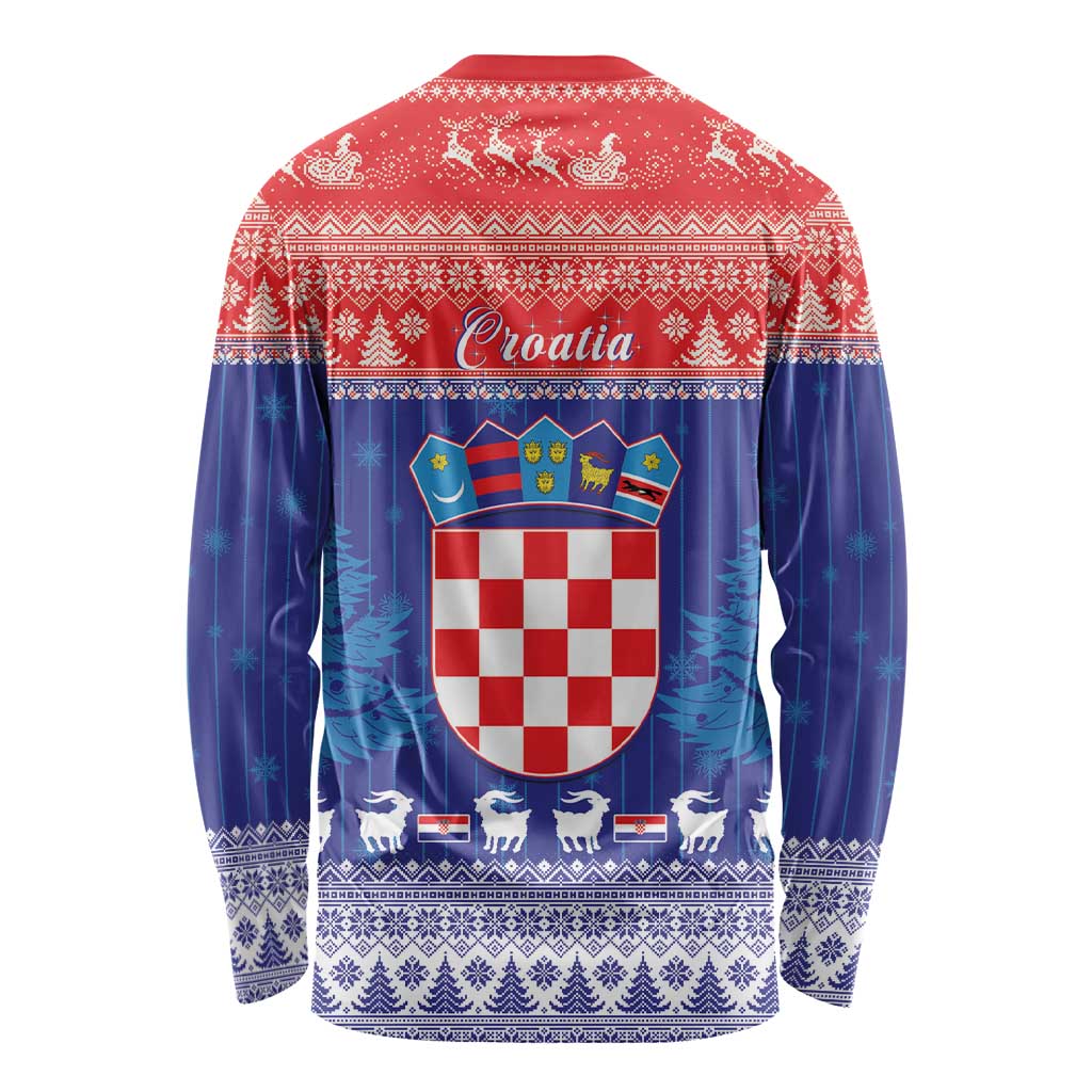 Croatia Christmas Long Sleeve Shirt Coat Of Arms Sretan Bozic - Wonder Print Shop