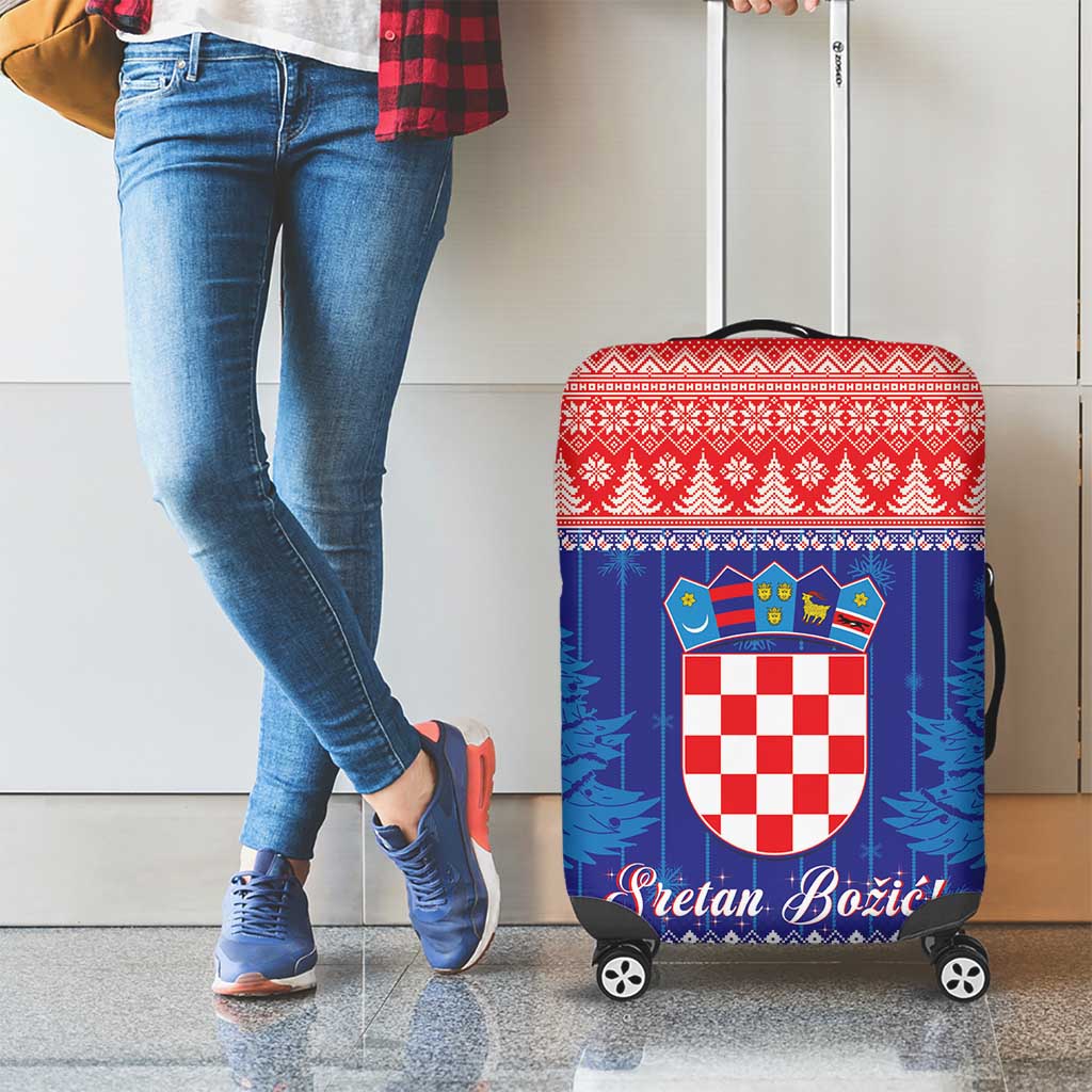 Croatia Christmas Luggage Cover Coat Of Arms Sretan Bozic - Wonder Print Shop