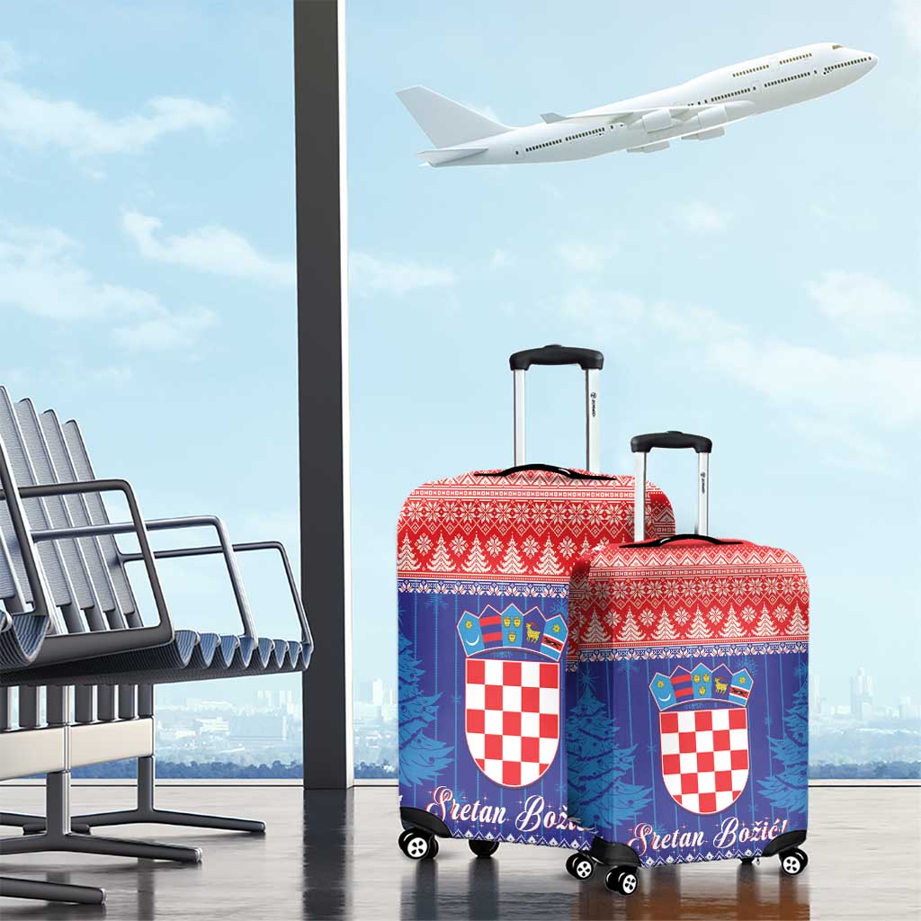 Croatia Christmas Luggage Cover Coat Of Arms Sretan Bozic - Wonder Print Shop