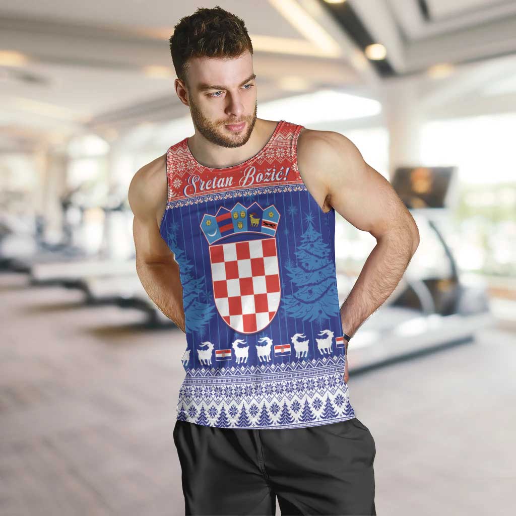 Croatia Christmas Men Tank Top Coat Of Arms Sretan Bozic - Wonder Print Shop