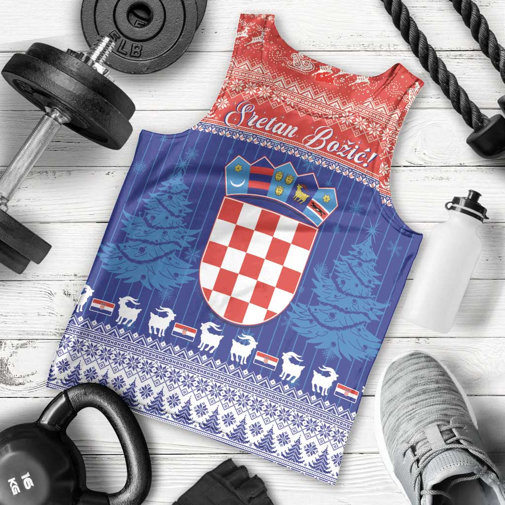 Croatia Christmas Men Tank Top Coat Of Arms Sretan Bozic - Wonder Print Shop