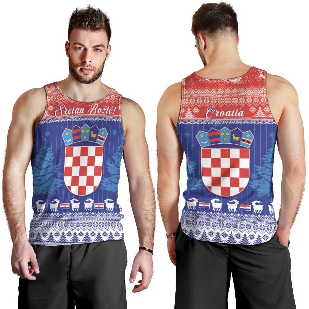 Croatia Christmas Men Tank Top Coat Of Arms Sretan Bozic - Wonder Print Shop