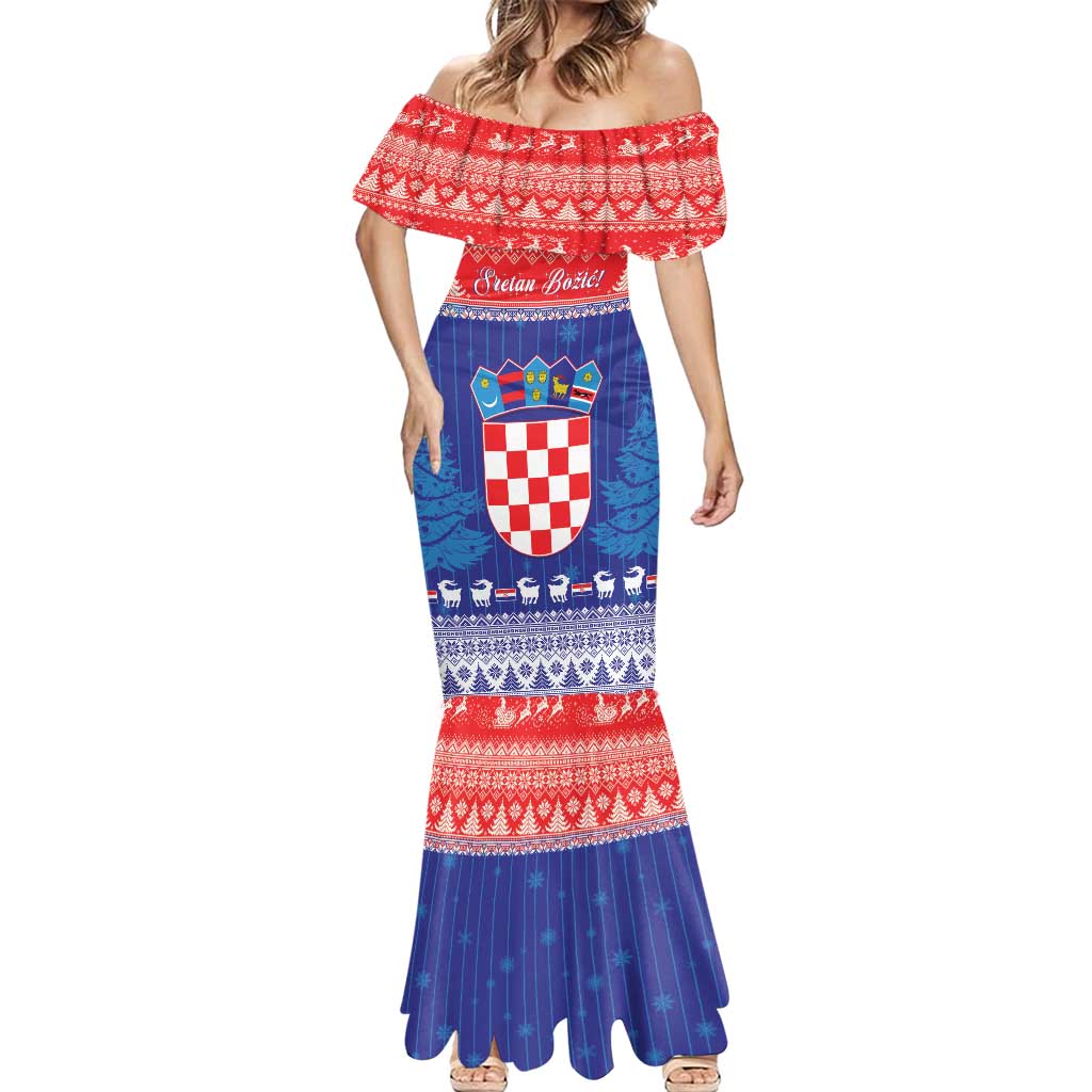 Croatia Christmas Mermaid Dress Coat Of Arms Sretan Bozic - Wonder Print Shop