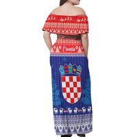 Croatia Christmas Off Shoulder Maxi Dress Coat Of Arms Sretan Bozic - Wonder Print Shop