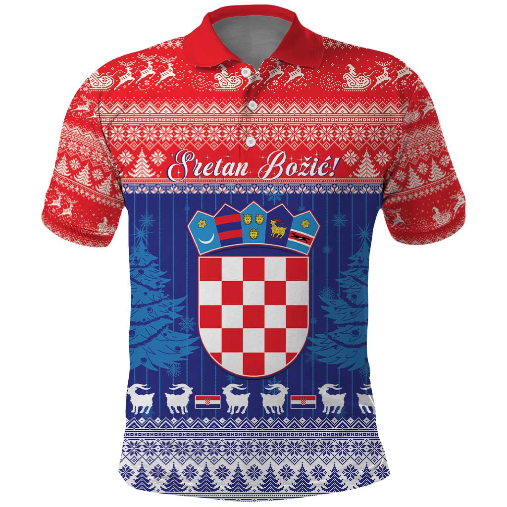 Croatia Christmas Polo Shirt Coat Of Arms Sretan Bozic - Wonder Print Shop