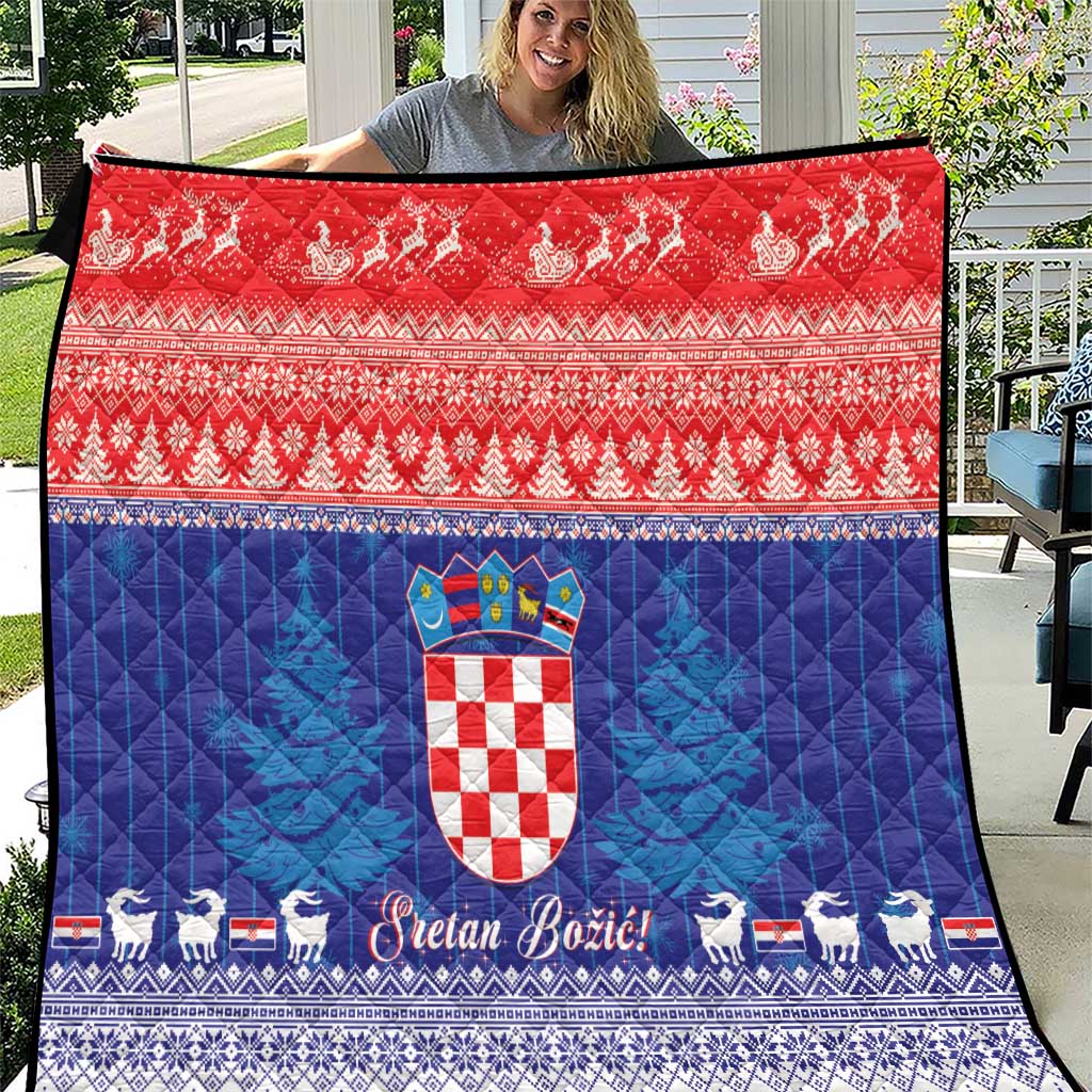 Croatia Christmas Quilt Coat Of Arms Sretan Bozic - Wonder Print Shop