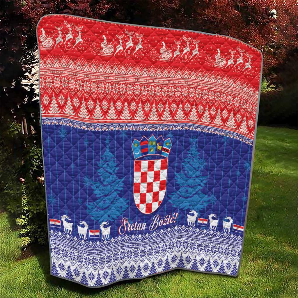 Croatia Christmas Quilt Coat Of Arms Sretan Bozic - Wonder Print Shop