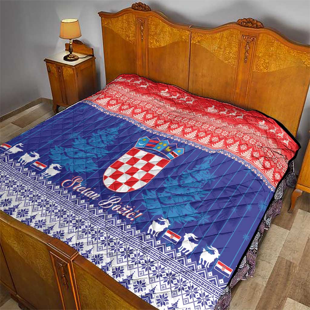 Croatia Christmas Quilt Coat Of Arms Sretan Bozic - Wonder Print Shop