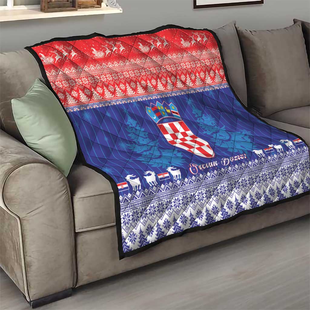 Croatia Christmas Quilt Coat Of Arms Sretan Bozic - Wonder Print Shop