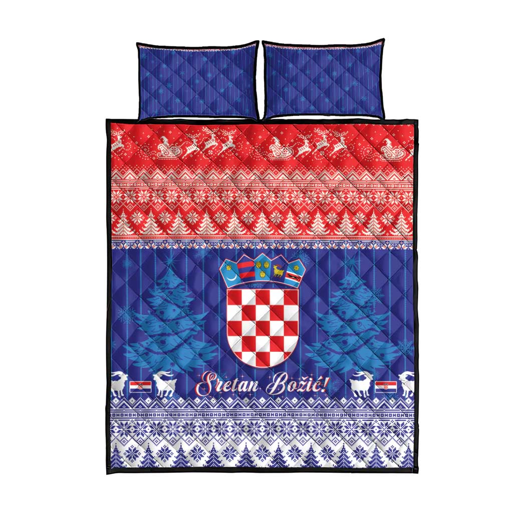 Croatia Christmas Quilt Bed Set Coat Of Arms Sretan Bozic - Wonder Print Shop