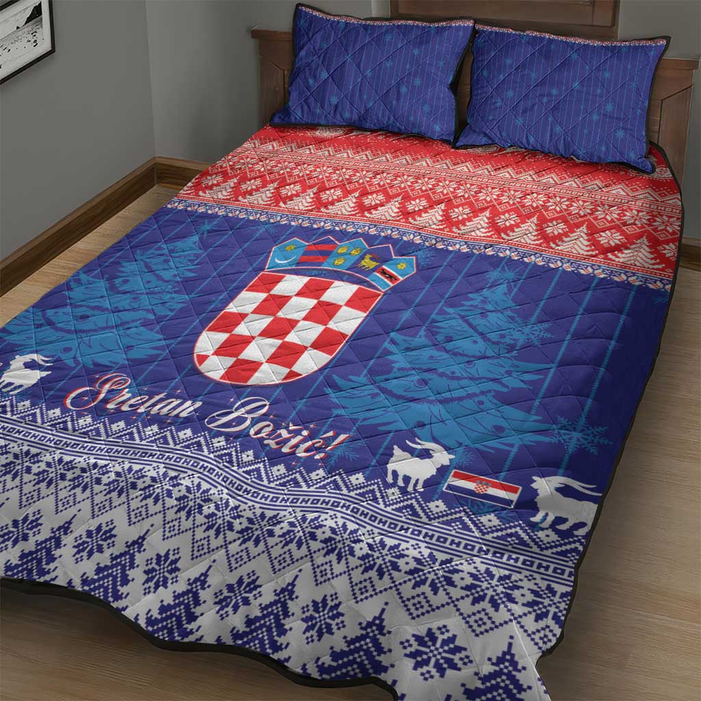 Croatia Christmas Quilt Bed Set Coat Of Arms Sretan Bozic - Wonder Print Shop