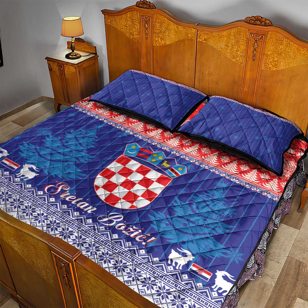 Croatia Christmas Quilt Bed Set Coat Of Arms Sretan Bozic - Wonder Print Shop