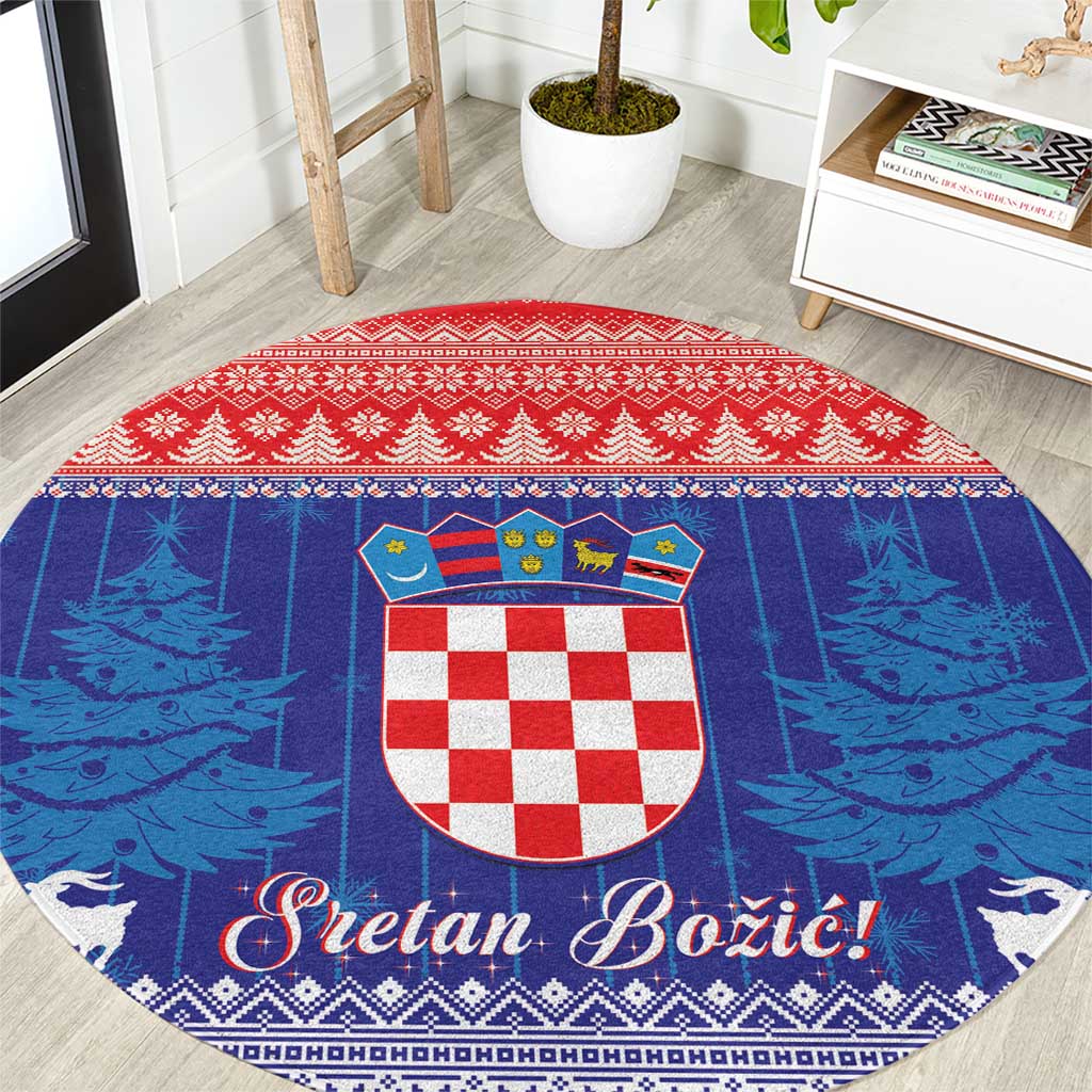 Croatia Christmas Round Carpet Coat Of Arms Sretan Bozic