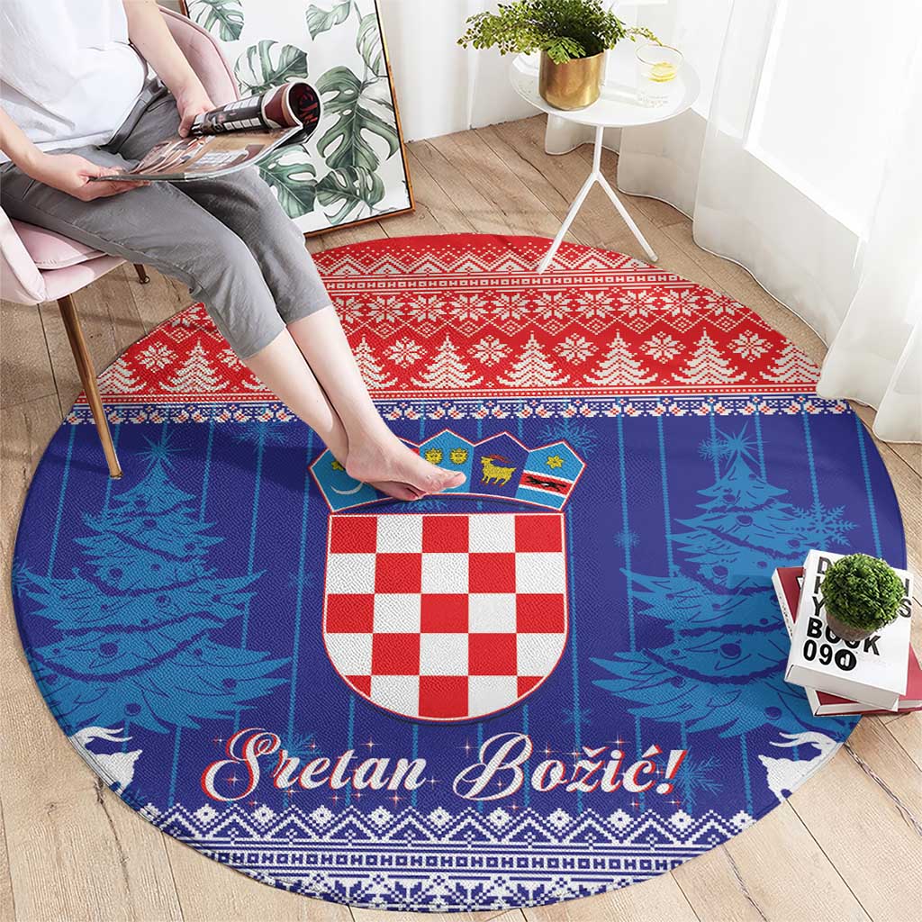 Croatia Christmas Round Carpet Coat Of Arms Sretan Bozic