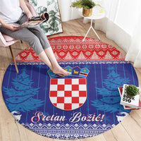 Croatia Christmas Round Carpet Coat Of Arms Sretan Bozic