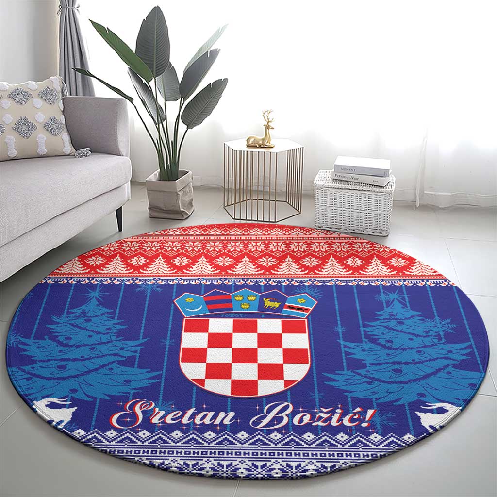 Croatia Christmas Round Carpet Coat Of Arms Sretan Bozic