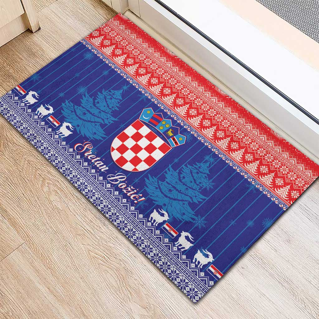Croatia Christmas Rubber Doormat Coat Of Arms Sretan Bozic - Wonder Print Shop