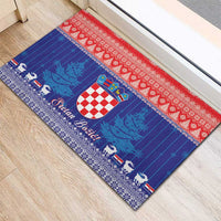 Croatia Christmas Rubber Doormat Coat Of Arms Sretan Bozic - Wonder Print Shop
