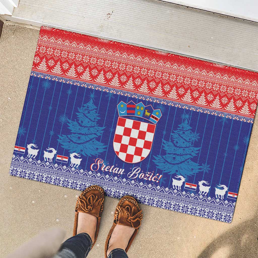 Croatia Christmas Rubber Doormat Coat Of Arms Sretan Bozic - Wonder Print Shop