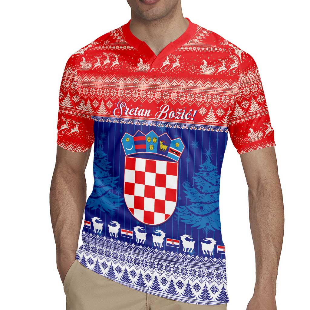 Croatia Christmas Rugby Jersey Coat Of Arms Sretan Bozic - Wonder Print Shop