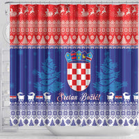 Croatia Christmas Shower Curtain Coat Of Arms Sretan Bozic