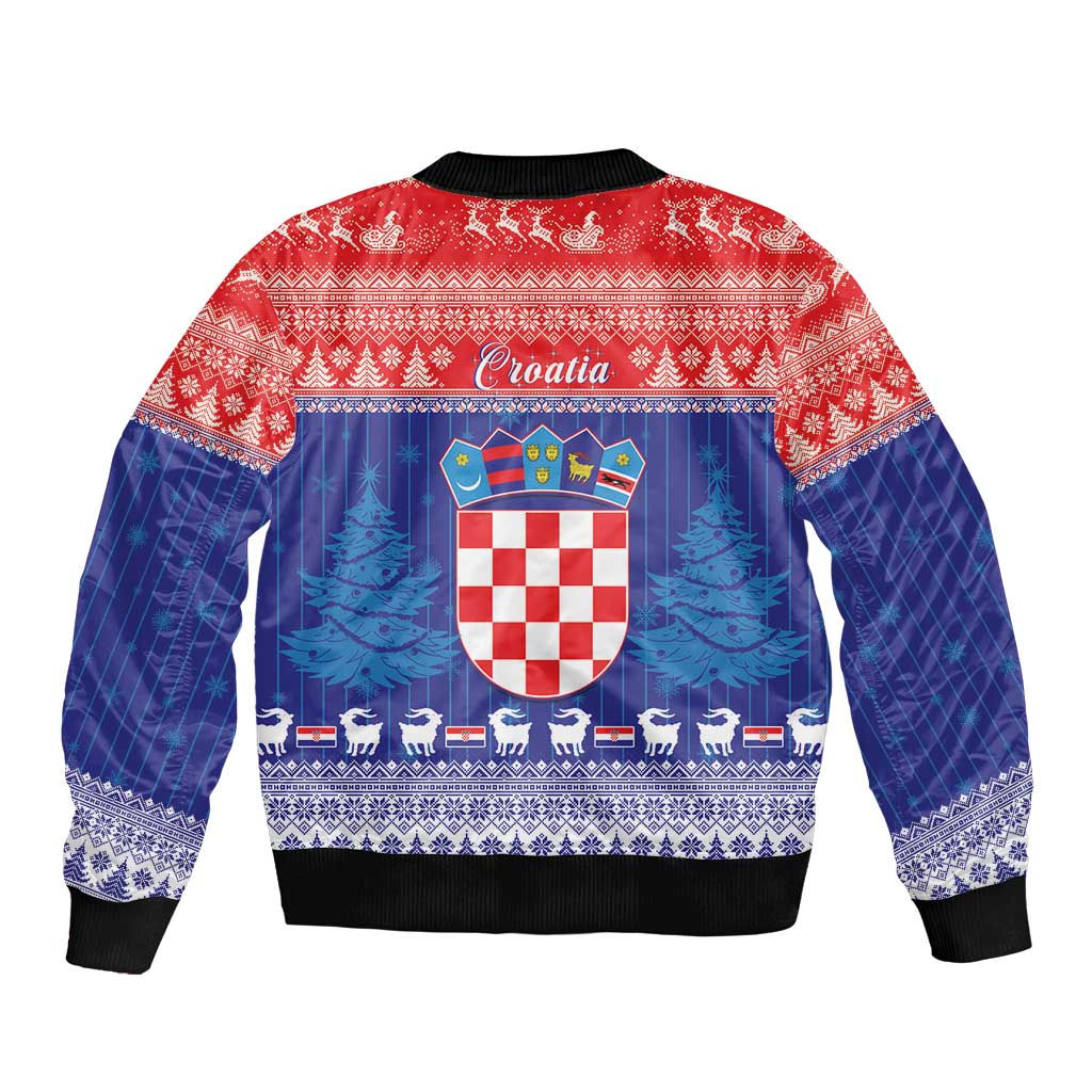 Croatia Christmas Sleeve Zip Bomber Jacket Coat Of Arms Sretan Bozic - Wonder Print Shop