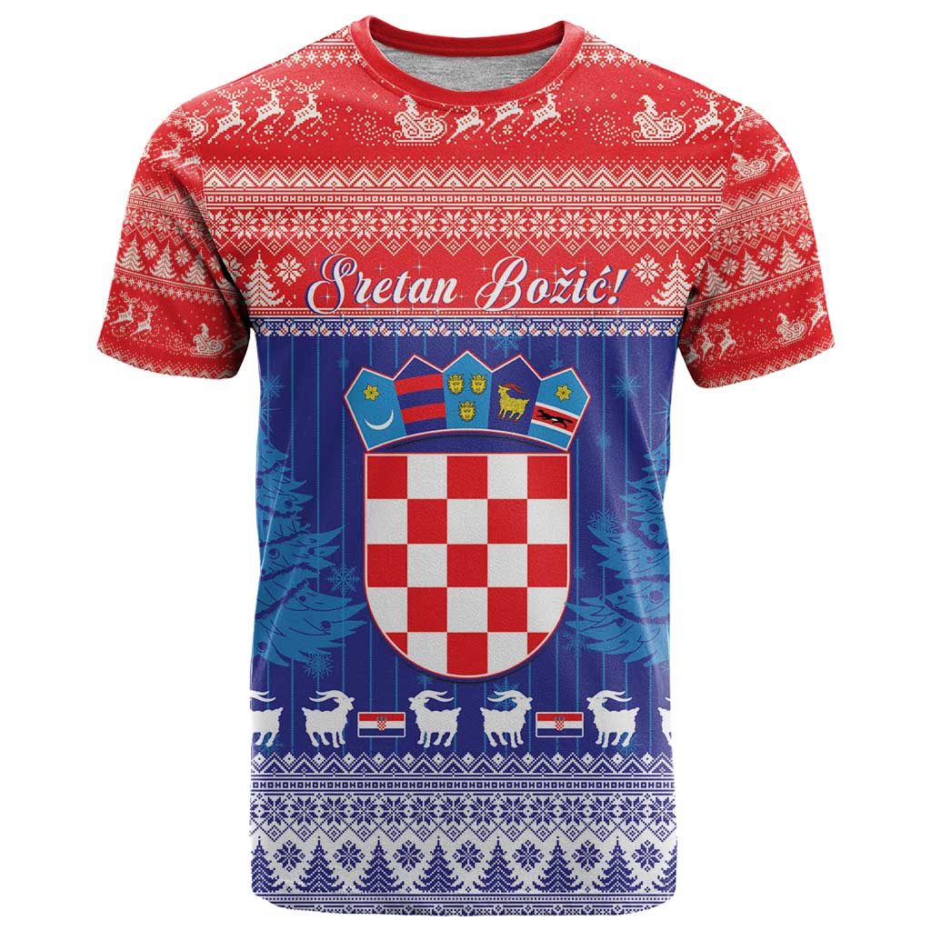 Croatia Christmas T Shirt Coat Of Arms Sretan Bozic - Wonder Print Shop