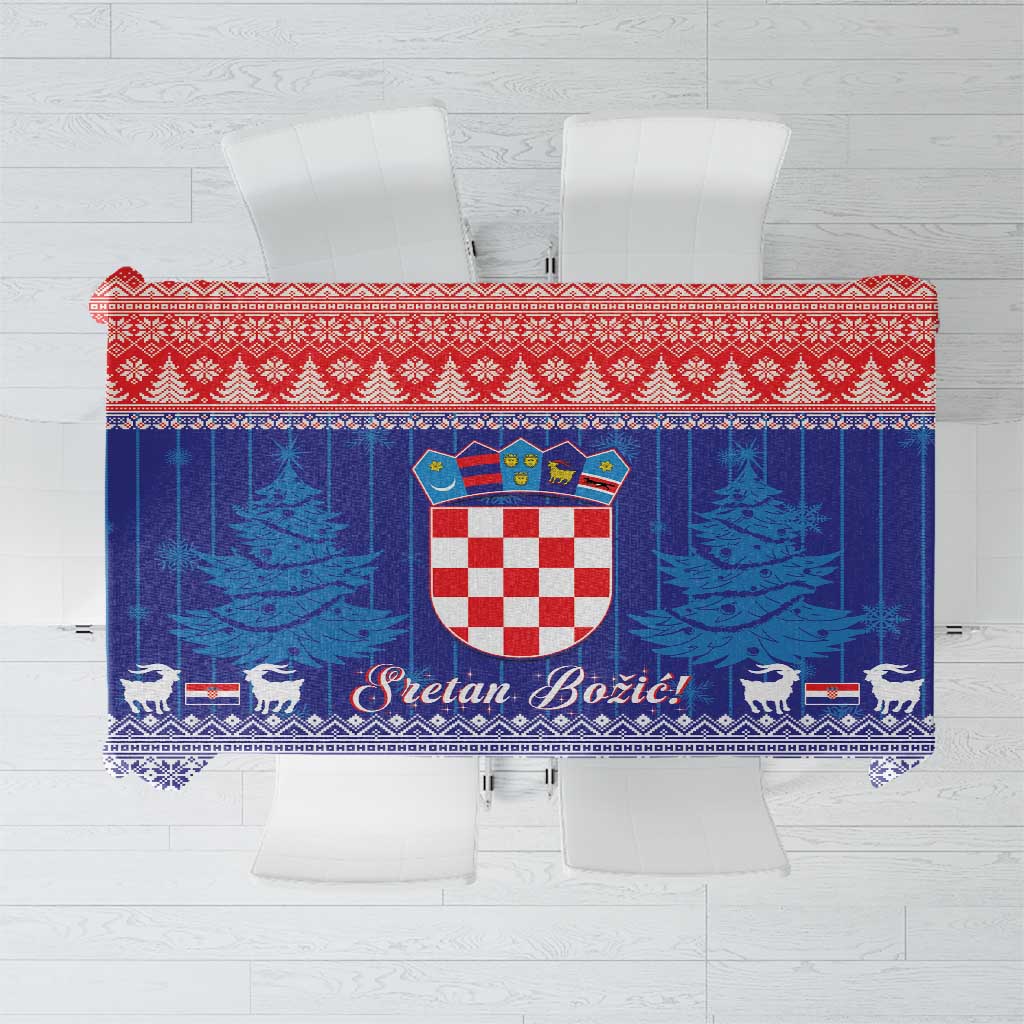 Croatia Christmas Tablecloth Coat Of Arms Sretan Bozic - Wonder Print Shop